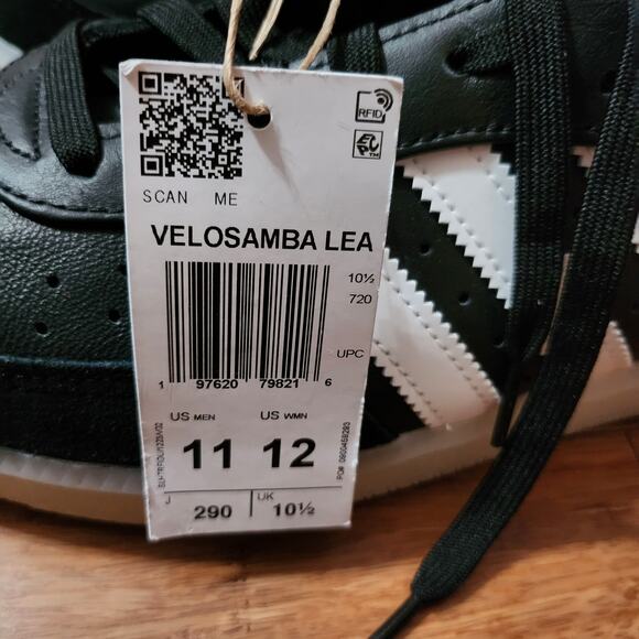 Mens Size 11 Adidas Sneakers Velosamba Leather Core Black Cloud White JP7779
